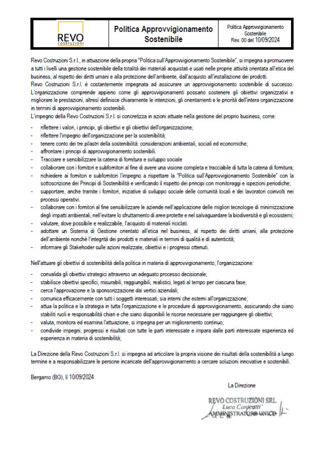 Politica Approvvigionamento Sostenibile
