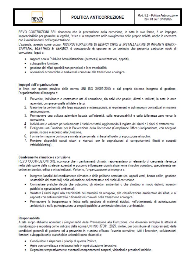 Politica anticorruzione 2026